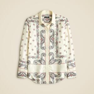 J.Crew 'Drapey' Tan Paisley Print Shirt Size XS